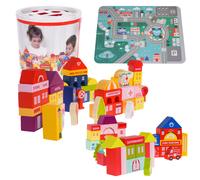 Blocchi di Legno Città per Bambini 3+ Puzzle Base e Classificatore di Forme