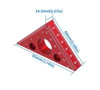 Blocchi di misura, Righello angolare di precisione in lega di alluminio con metrica da 45/90 gradi, strumento multifunzione for la lavorazione del legno(Rot)