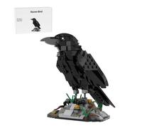 Blocchi di morsettiera per adulti, nido di Ravens con corvi meccanici, mini edificio di animali, display creativo per uccelli amanti degli uccelli, set di mattoncini per animali (357 pezzi)