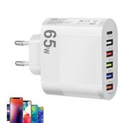 Blocchi di ricarica multipresa | Testa di ricarica rapida da 65 W e 6 porte,Attrezzatura di progettazione adatta per il viaggio per tablet, fotocamere e console di gioco