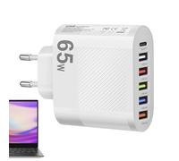 Blocchi di ricarica multipresa | Testa di ricarica rapida da 65 W e 6 porte,Attrezzatura di progettazione adatta per il viaggio per tablet, fotocamere e console di gioco