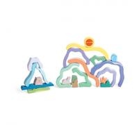 Hape Blocchi Impilabili Paesaggio Natura - Set di Costruzioni in Legno con Animali e Scenari