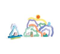 Hape Blocchi Impilabili Paesaggio Natura - Set di Costruzioni in Legno con Animali e Scenari