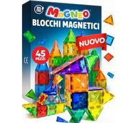 Blocchi magnetici (45 pezzi) - Blocchi magnetici per bambini a partire dai 3 anni - Giocattolo magnetico educativo - Gioco magnetico creativo con potenti magneti - Idea regalo