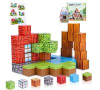 Blocchi magnetici, 64 pezzi Blocchi magnetici per bambini, Kit di costruzione Montessori del bosco Cubi sensoriali per bambini piccoli, magnetici per bambini e bambine dai 3 ai 10 anni