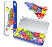Blocchi magnetici costruzione bambini Magnetic Tiles Definitive per Viaggio: 40 pezzi Mini Magnetiche per Bambini 4-8 anni! Giochi Silenziosi in Auto + Giochi Magnetici di Viaggio