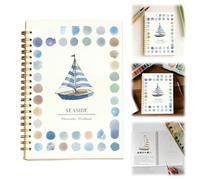 Blocchi per Acquarello, Set di 12 Colori con Tavolozza di Acquerelli, Quaderno di Pittura con Guida passo-passo, Miniature Portatili per Dipingere ad Acquerello, Regalo per Ragazzi e Adulti (Seaside)