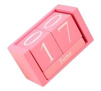 Blocchi perpetui in legno rosa, calendario manuale con data assemblata, piccola decorazione da scrivania per casa, ufficio, negozio, feste, decorazioni per matrimoni, 4,6 x 9,9 x 5,6 cm