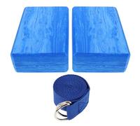 Blocchi Yoga Eva Blu, Set da Tre Pezzi ad Alta Densità | Supporto Stabile, Resistenza alla Compressione, Peso Leggero, Antiscivolo