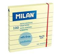 Blocco 100 foglietti adesivi giallo chiaro a righe 76 x 76 mm NUOVO