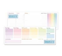 Blocco agenda settimanale paper&you® senza date fisse "Rainbow" | calendario da scrivania in blocco orizzontale senza data in genda per appuntamenti, tracker delle abitudini