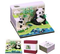 Blocco appunti 3D Panda, calendario 3D strappabile 2026, blocco notes da tavolo creativo, memo-pad con portapenne, calendario settimanale in scultura di carta per desktop ornamento (Bamboo Garden