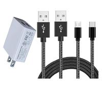 Blocco caricabatterie con cavo USB di tipo C da 2 m e cavo micro USB | Per Kindle Fire 6 HD 7 8 10/Fire Max 11-13a generazione/HD 7 8 10Plus/Kids Edition Kids Pro, Galaxy Phone/Tablet, TV Stick