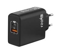 Blocco caricatore doppio, caricabatterie di tipo C | 5 V6.6 / 9 V3.7 A / 12 V2.8 A 120 W, caricatore universale Qc5.0 con tecnologia Gann per computer, computer portatili, computer