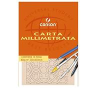 Blocco carta opaca millimetrata - 230x330mm - 10fg - 80gr - Canson