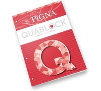 Blocco Collato QUABLOCK F.To A4, Carta 80 Gr., 4 Fori, Interno 1R, Righe, Ideali