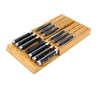 Blocco coltelli per cassetto in bambù, inserto organizer per cassetti per coltelli da cucina, cassetto per 12 coltelli, più uno slot per affilare coltelli (senza coltelli)