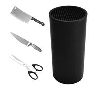 Blocco coltelli universale senza coltelli, porta coltelli ABS rimovibile, nero con 19 scanalature, supporto circolare multifunzionale, facile da pulire, adatto per 8-12 coltelli da cucina e forbici