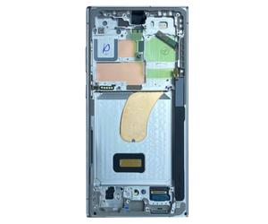 Blocco completo Galaxy S23 Ultra touchscreen + frame originale sky blue