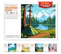 Blocco da disegno A4 per artisti (confezione da 1), 36 pagine (18 fogli), carta da 100 g/m², blocco da disegno e pittura per bambini, studenti e professionisti | Diario artistico per schizzi e