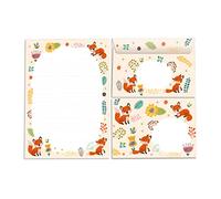Blocco da lettere con busta per bambini, motivo volpe, set di carta da lettere per ragazze (blocco A5 con 25 fogli + 15 buste)