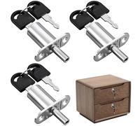 Blocco della scrivania con 2 chiavi in lega di zinco 32 mm Lunghezza Lunghezza Push Punger Lock per cassettiera Desano Armadio, 3pcs/set tasto plunger di barilotto