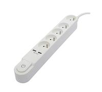Blocco Design 5x16A con interruttore + 2 USB, 1,5 m, colore: Bianco