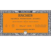 Blocco di 20 fogli per acquerelli, incollati su 4 lati, 15 x 30 cm, 300 g/m², colore: bianco naturale