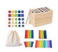 Blocco di abbinamento geometrico - Prevenzione del rischio soffocamento, cubo abilità motorie per 6-18, supporto l'apprendimento educativo in età prescolare, puzzle con pioli legno multicolore |