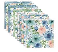 Blocco di carta per album di ritagli, carta blu con motivo floreale, 30x30 cm, 12 motivi decorativi su entrambi i lati, foto, confezioni regalo
