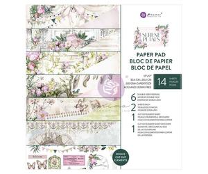 Blocco di Carte Serene Petals 30 x 30 cancelli, giardini con ponti, fiori rosa