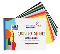 Blocco di cartoncini colorati Oxford 10 fogli in 10 colori assortiti incollati, cartoncino da 170 g.