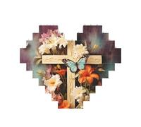 Blocco di costruzione Puzzle Rami di fiori sulla croce Puzzle di mattoni personalizzati per adulti Mattoni da costruzione Puzzle 3D Blocchi di cuore Puzzle Mattoni Novità Mattoni Puzzle per la