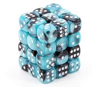 Blocco Di Dadi D6 Chessex Gemini Nero Con Guscio Bianco 12Mm (36)