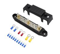 Blocco di Distribuzione Bus Bar con 4 Perni e Copertura Nera | Sistemi di Potenza, 150a 48v Dc, ABS Lega di Zinco Ottone, per Yacht e Camper