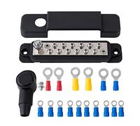 Blocco di distribuzione della corrente di messa a terra, batteria, binario positivo, isolato negativo, con morsetti ad anello, per auto, barca