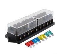 Blocco di fusibili resistenti a 10 canali per fusibili a lama standard, compatibile ATO/ATC, 240 A, 30 A per supporto, nero, per veicoli da 12 V/24 V e camion pesanti