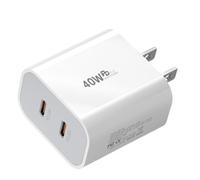 Blocco di ricarica di tipo C - Blocco caricatore da parete, adattatore di ricarica a doppia porta da 40 W, attrezzatura di ricarica portatile per telefoni, cuffie, tablet e altri dispositivi C