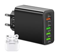 Blocco di ricarica rapida USB, caricatore da parete USB a ricarica rapida, caricatore con 2 tipi C PD + 4USB, adattatore da parete multifunzione, caricatore per cellulare per