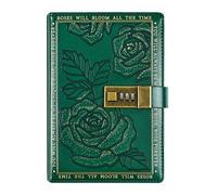 Blocco diario B6 pelle - password taccuino | goffratura a rosa copertina rigida a righe agenda diario di viaggio idee regalo scrittura creativa tutti i giorni segreti