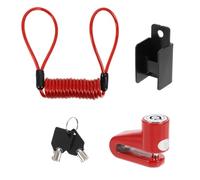 Blocco Disco per Bicicletta Rosso, Allarme Antifurto | Cavo Promemoria, Pvc e Acciaio, e Antiruggine, per Sosta All'aperto o Casa