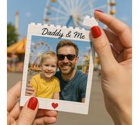 Blocco fotografico personalizzato con mattoncini Daddy & Me, regalo per papà, bianco, mattoncini da costruzione, puzzle, regalo per lui, papà, festa del papà, nonno, segno decorativo e placche