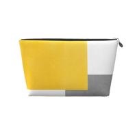 Blocco geometrico bianco grigio giallo, Borsa da toilette Borsa per trucco Borsa per cosmetici Borsa da toilette da viaggio portatile