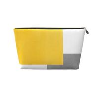 Blocco geometrico bianco grigio giallo, Borsa per il trucco Borsa per cosmetici Borsa da toilette da viaggio portatile Borsa da toilette