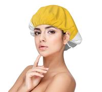Blocco geometrico bianco grigio giallo,Cuffia da notte in raso per adulti - Cuffia da notte elastica per donna, copricapelli per la notte