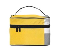 Blocco geometrico giallo grigio bianco, borsa da viaggio per il trucco da donna, grande organizer per cosmetici
