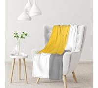Blocco geometrico giallo grigio bianco,Coperta morbida, calda, anti-pilling, in flanella, peluche, 76 x 102 cm