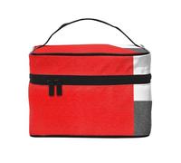 Blocco geometrico rosso grigio nero e bianco, borsa da viaggio per il trucco da donna, grande organizer per cosmetici