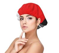 Blocco geometrico rosso grigio nero e bianco,Cuffia da notte in raso per adulti - Cuffia da notte elastica per donna, copricapelli per la notte