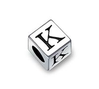 Blocco Lettera K Iniziale Alfabeto Charm Bead Per Donne Per Adolescenti .925 Argento Sterling Per Bracciale Europeo